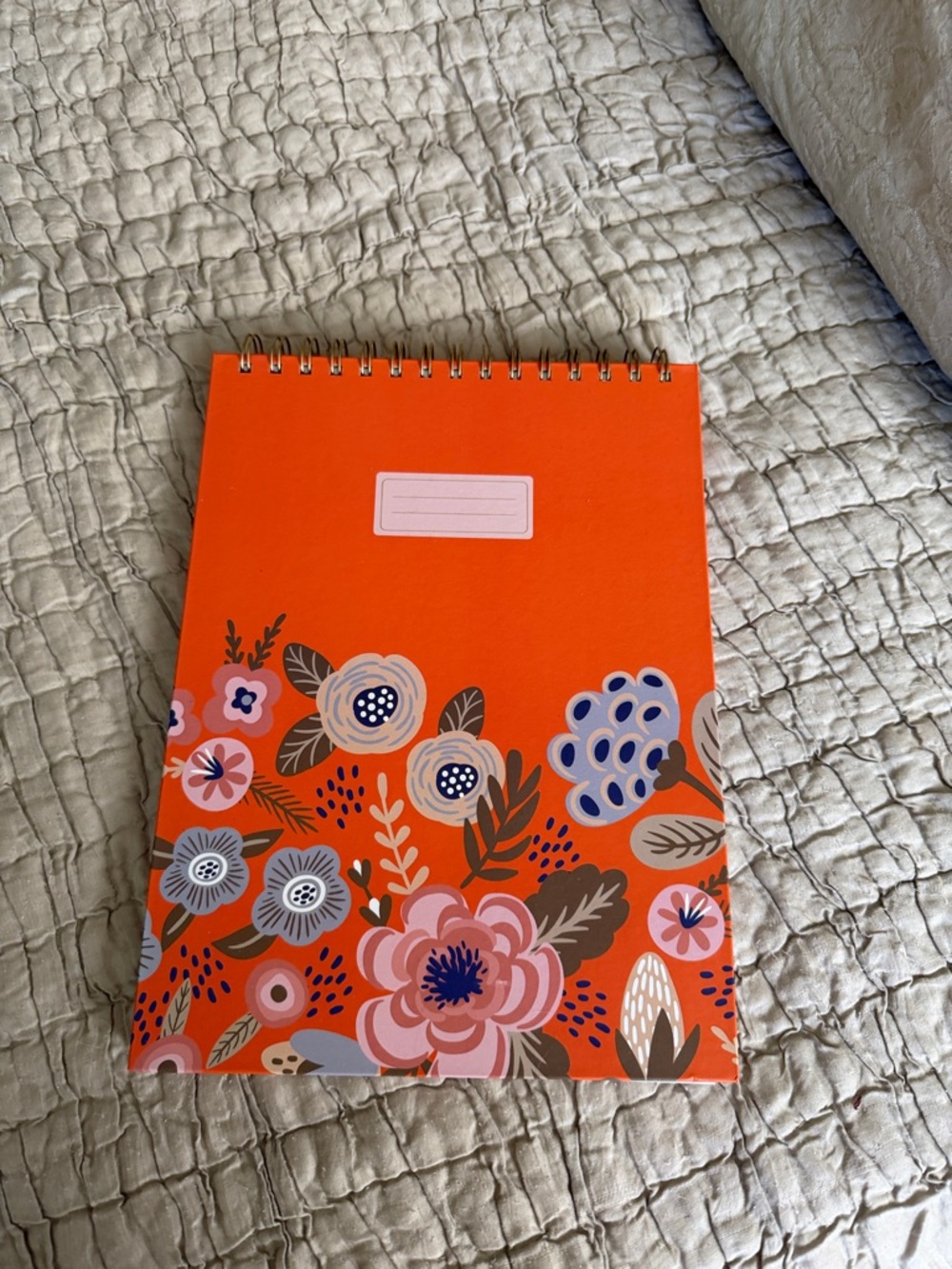 Spiral Floral Notebook in Orange - Decorative Home Office Journal